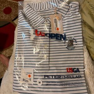 Peter Millar US Open Female Size M  Striped Polo Shirt